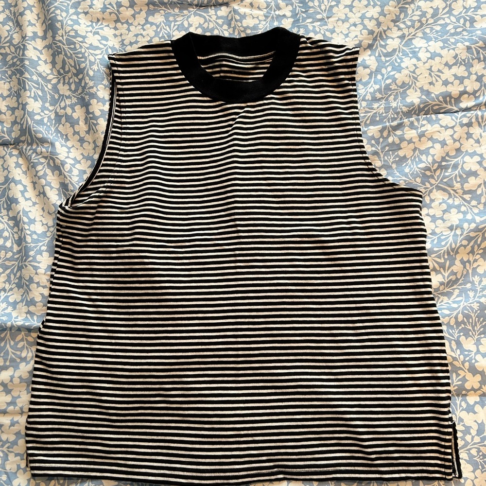 Black and white striped tank